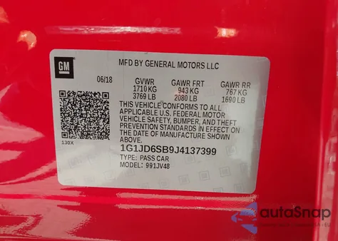 2018 Chevrolet Sonic Lt z USA, uszkodzony, nr VIN 1G1JD6SB9J4137399